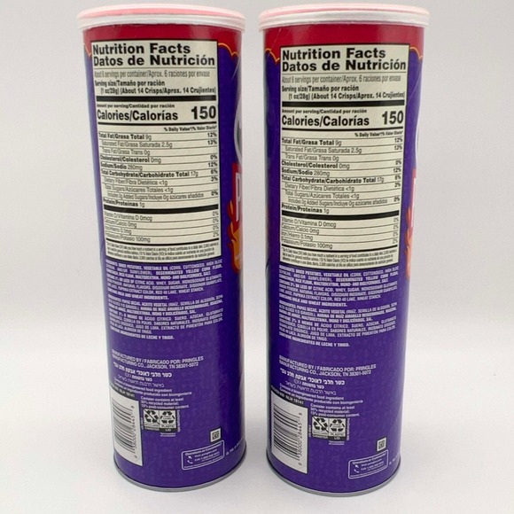 Pringles Enchilada Adobada Potato Crisps 2 Cans 5.5oz Each Limited Edition - Picture 2 of 8